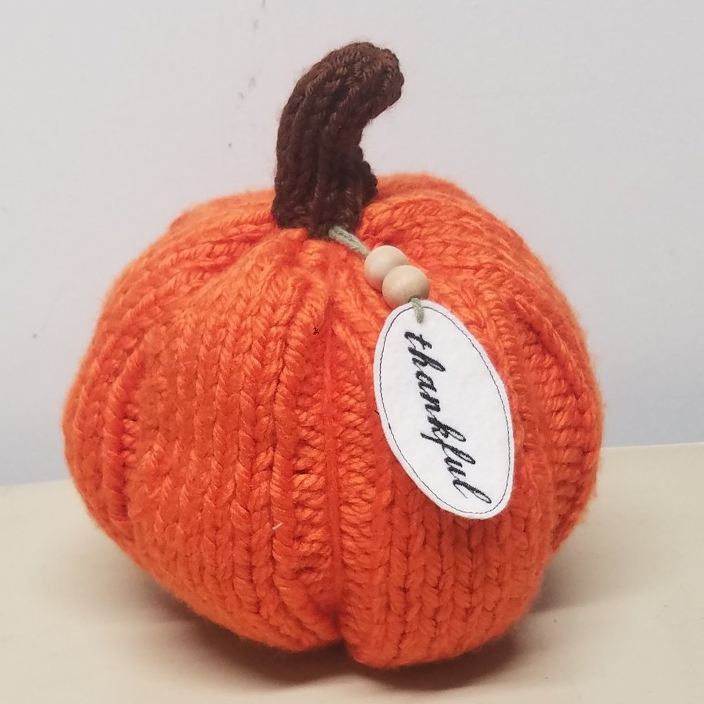Handmade Knitted Fall Gourmet Orange Pumpkin Décor